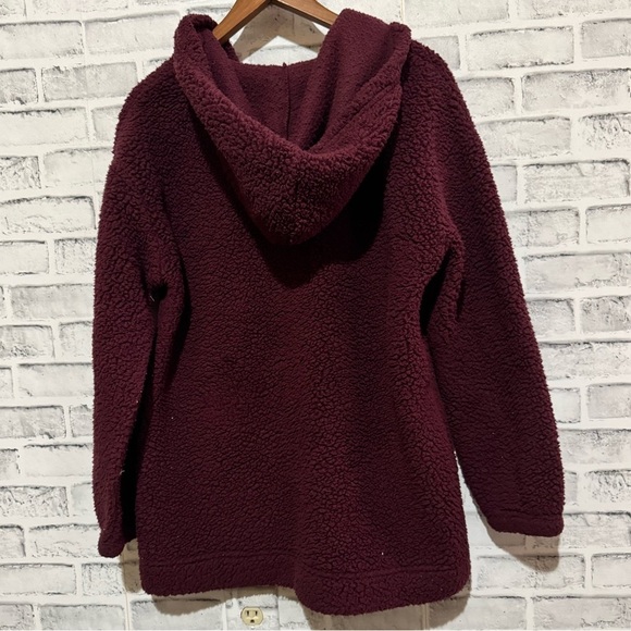 Women’s Koolaburra by UGG Fleece Sherpa 1/4 Zip Pullover Maroon Medium - Picture 2 of 5